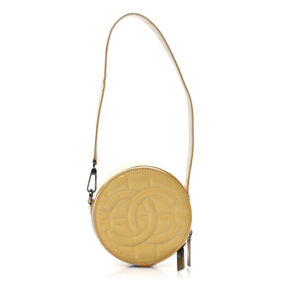 Chanel Patent Quilted CC Chocolate Bar Round Shoulder Bag Yellow 1 of 12