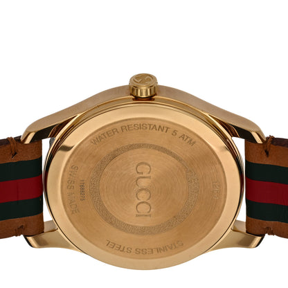 Gucci Stainless Steel Calfskin 38mm G-Timeless Stripe Web Quartz Watch Brown 4 of 4
