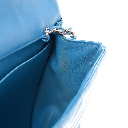 Chanel Patent Quilted Clutch with Chain Flap Blue 10 of 15