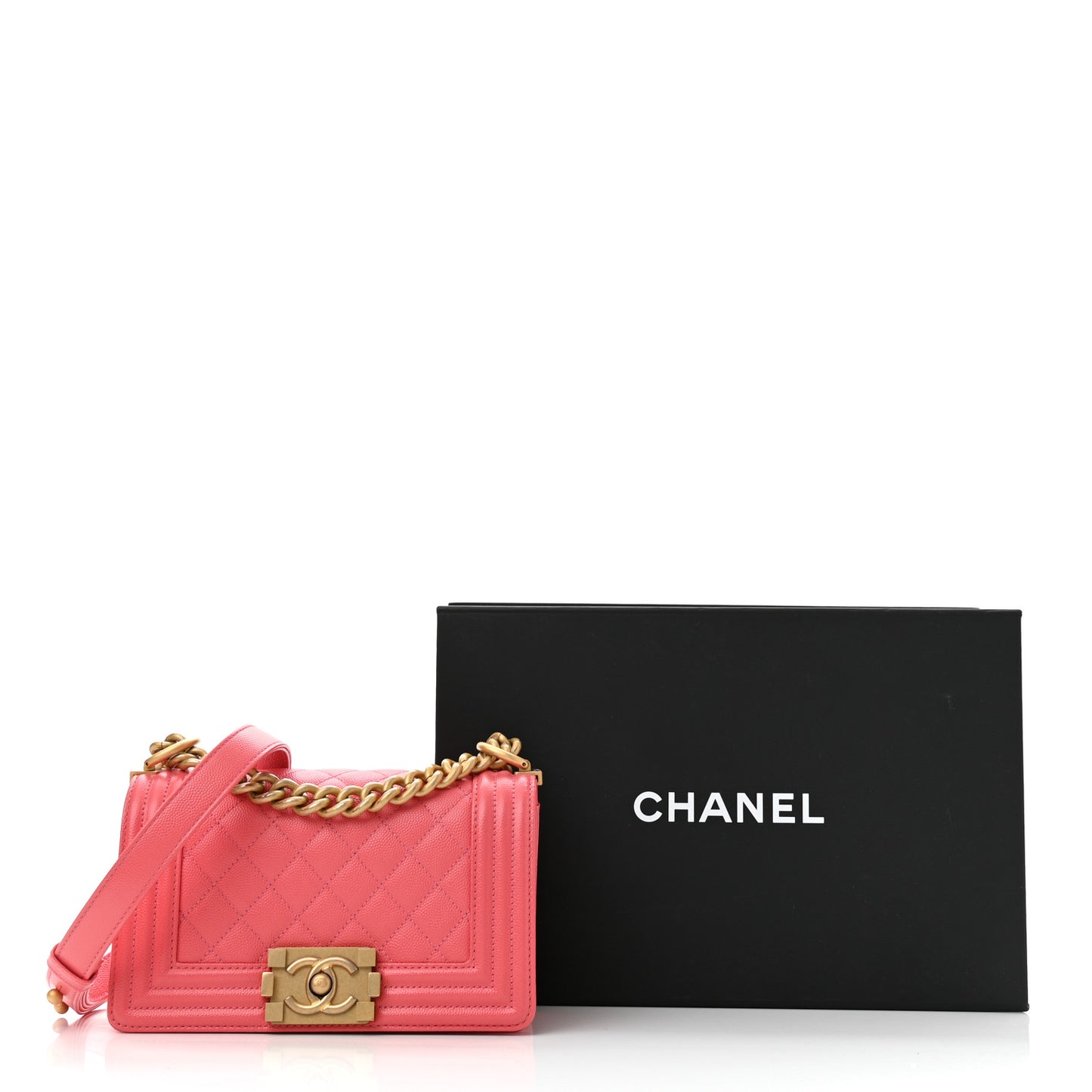Caviar Quilted Small Boy Flap Pink