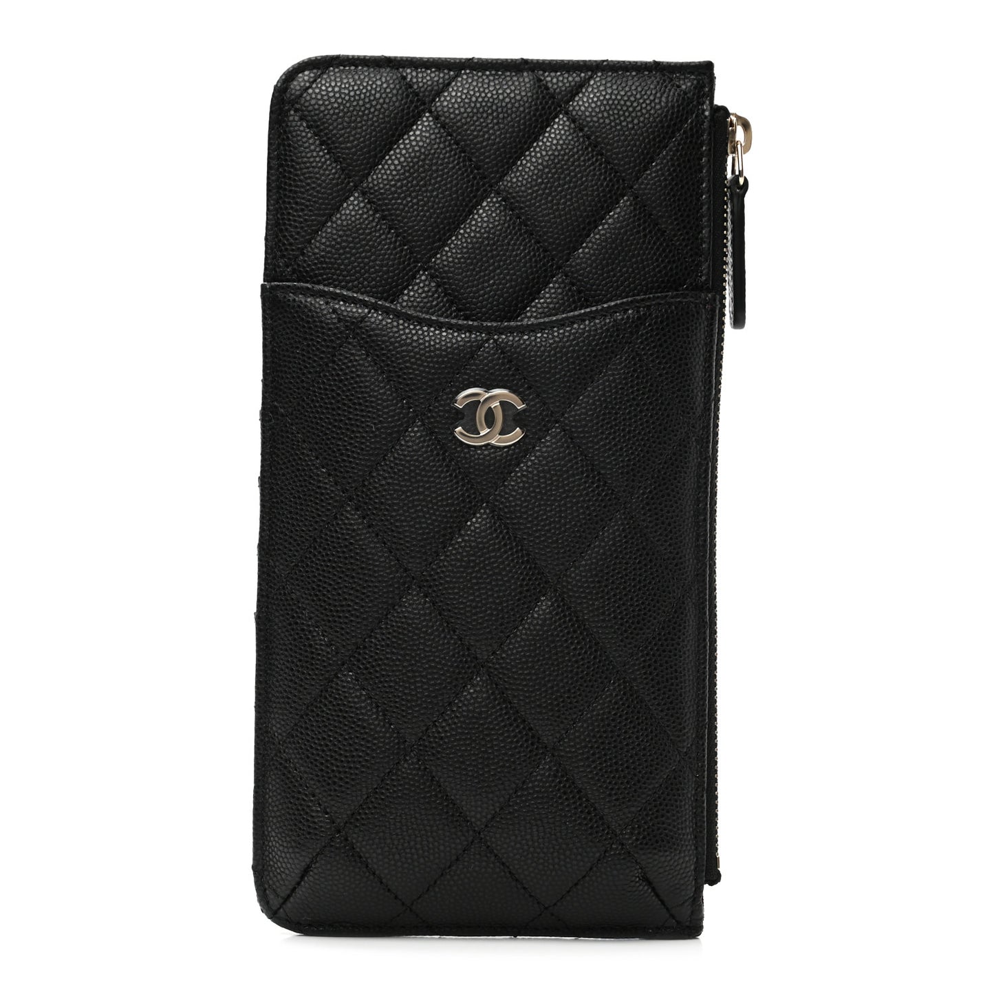 Caviar Quilted Classic Flat Wallet Pouch Black