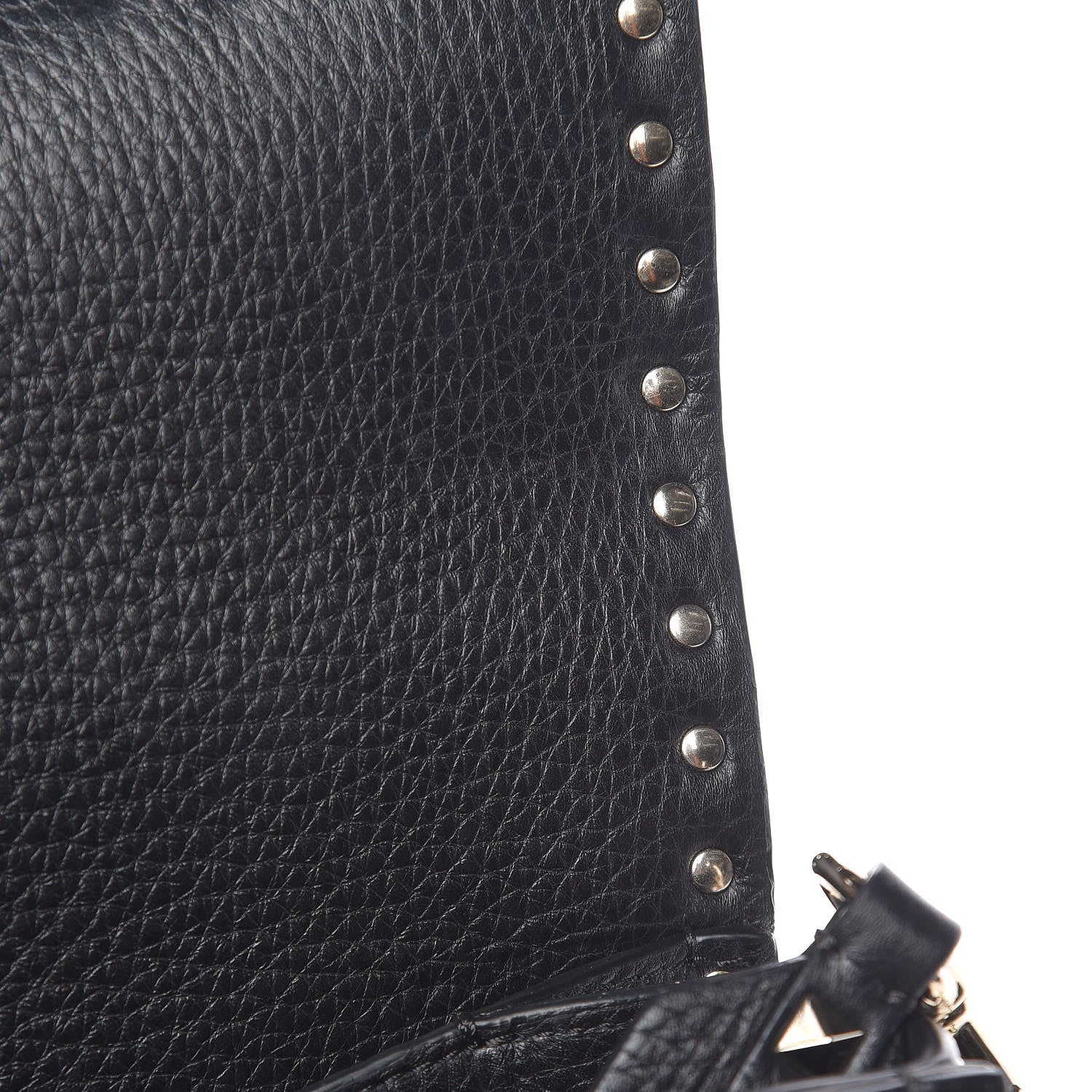 Valentino Garavani Pebbled Calfskin Medium Rockstud Flap Saddle Bag Black 10 of 14