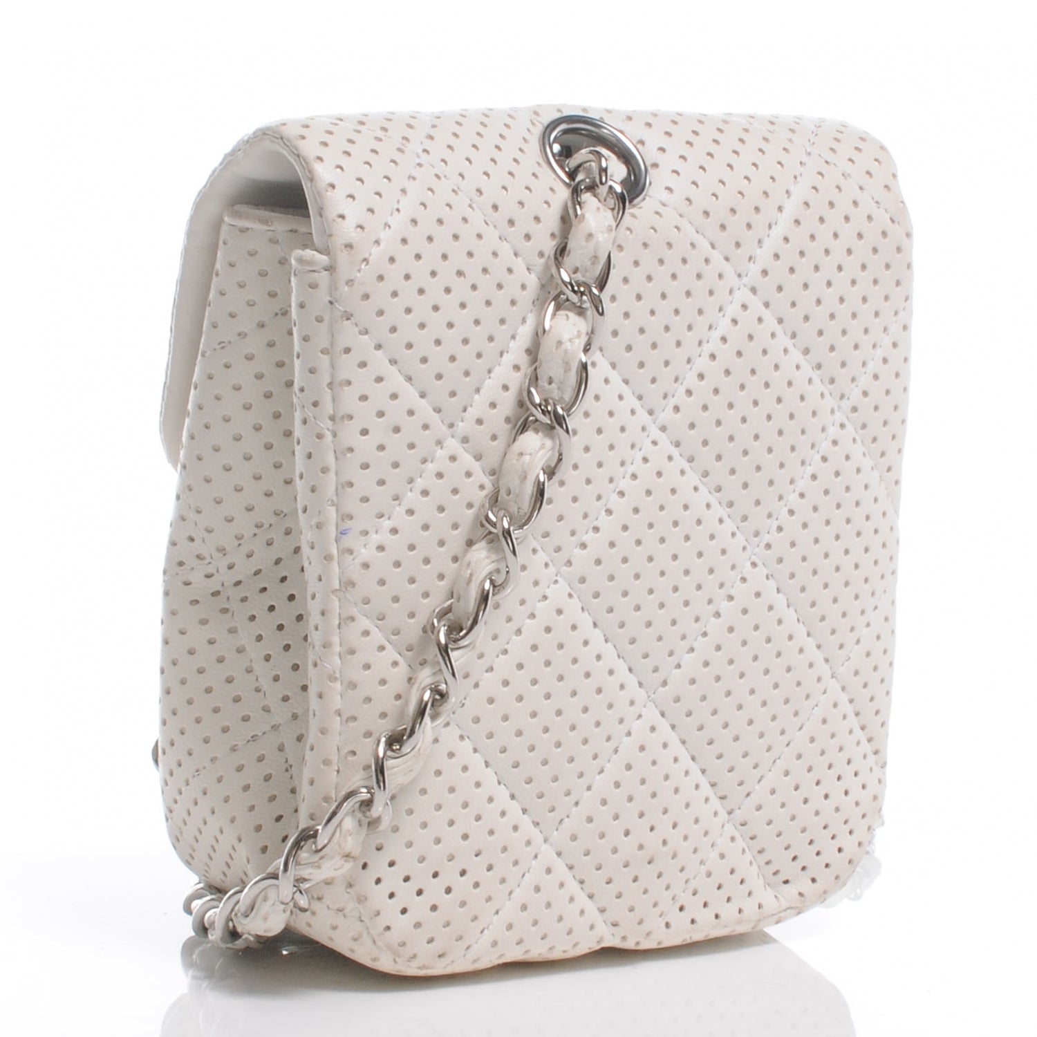 Chanel Lambskin Perforated Mini Flap Bag White 3 of 8