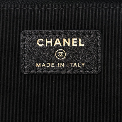 Chanel Lambskin Camellia Embossed Small Vanity Case With Chain Black 6 of 10