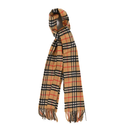 Burberry Cashmere Vintage Check Fringe Scarf Antique Yellow 1 of 3