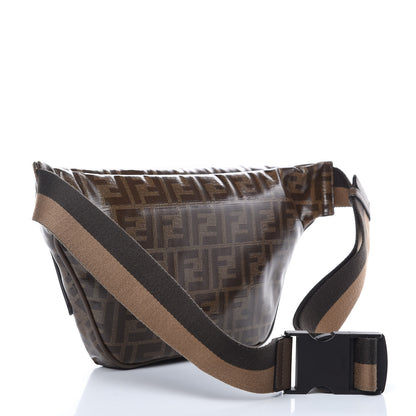 Fendi X FILA Glazed Fabric Vitello Century FF 1974 Mania Belt Bag Mogano Panna Blueberry 3 of 10