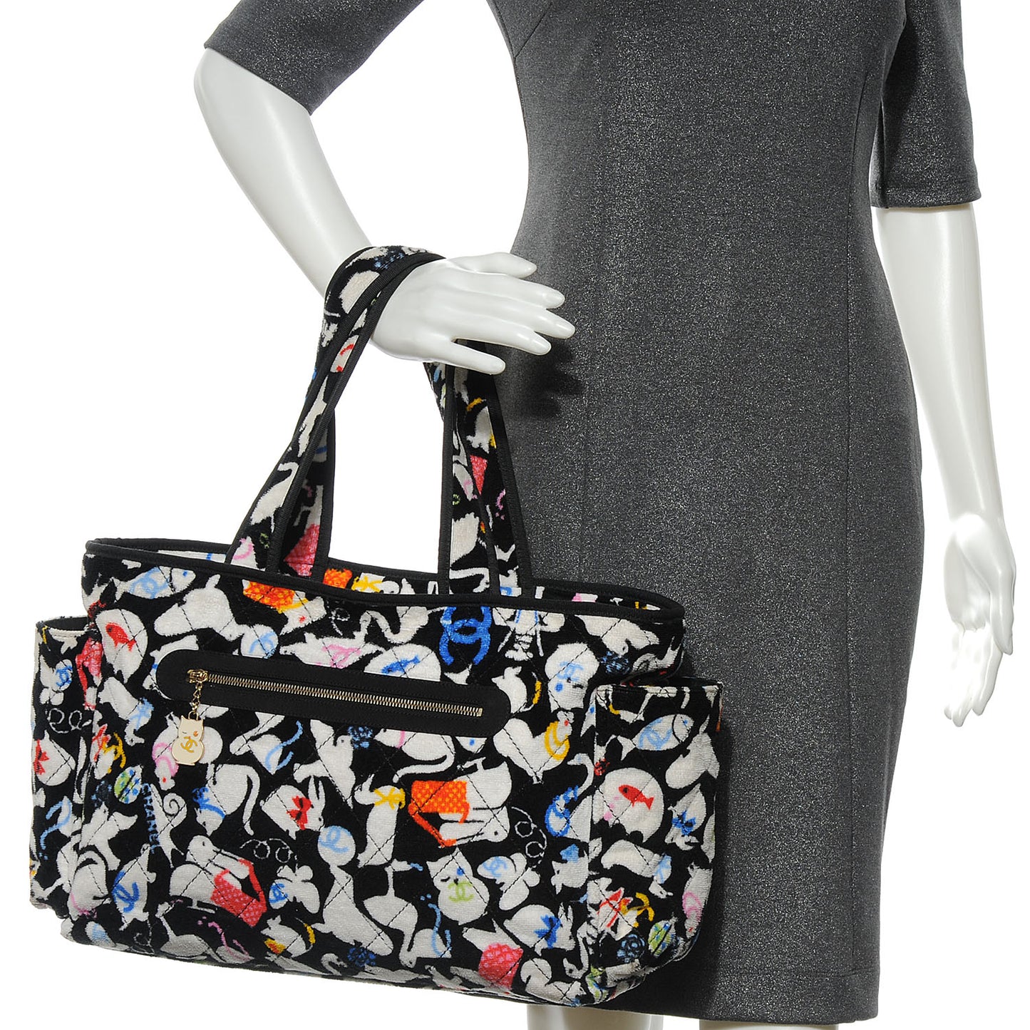 Terry Cotton Baby Animals Diaper Bag Black