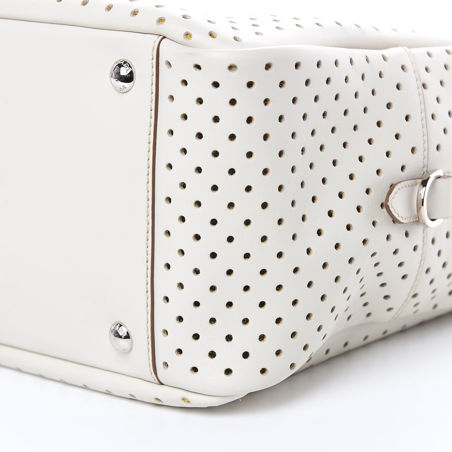 City Calfskin Perforated Zip Around Tote Talco Mimosa