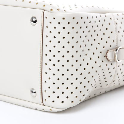 Prada City Calfskin Perforated Zip Around Tote Talco Mimosa 9 of 13
