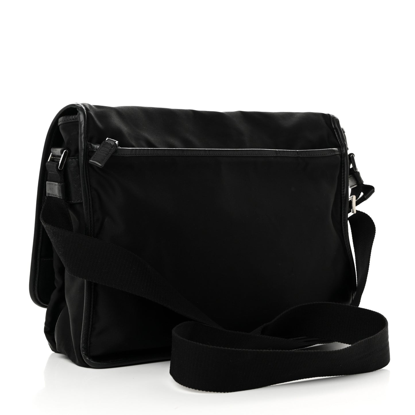 Tessuto Nylon Saffiano Logo Messenger Bag Black