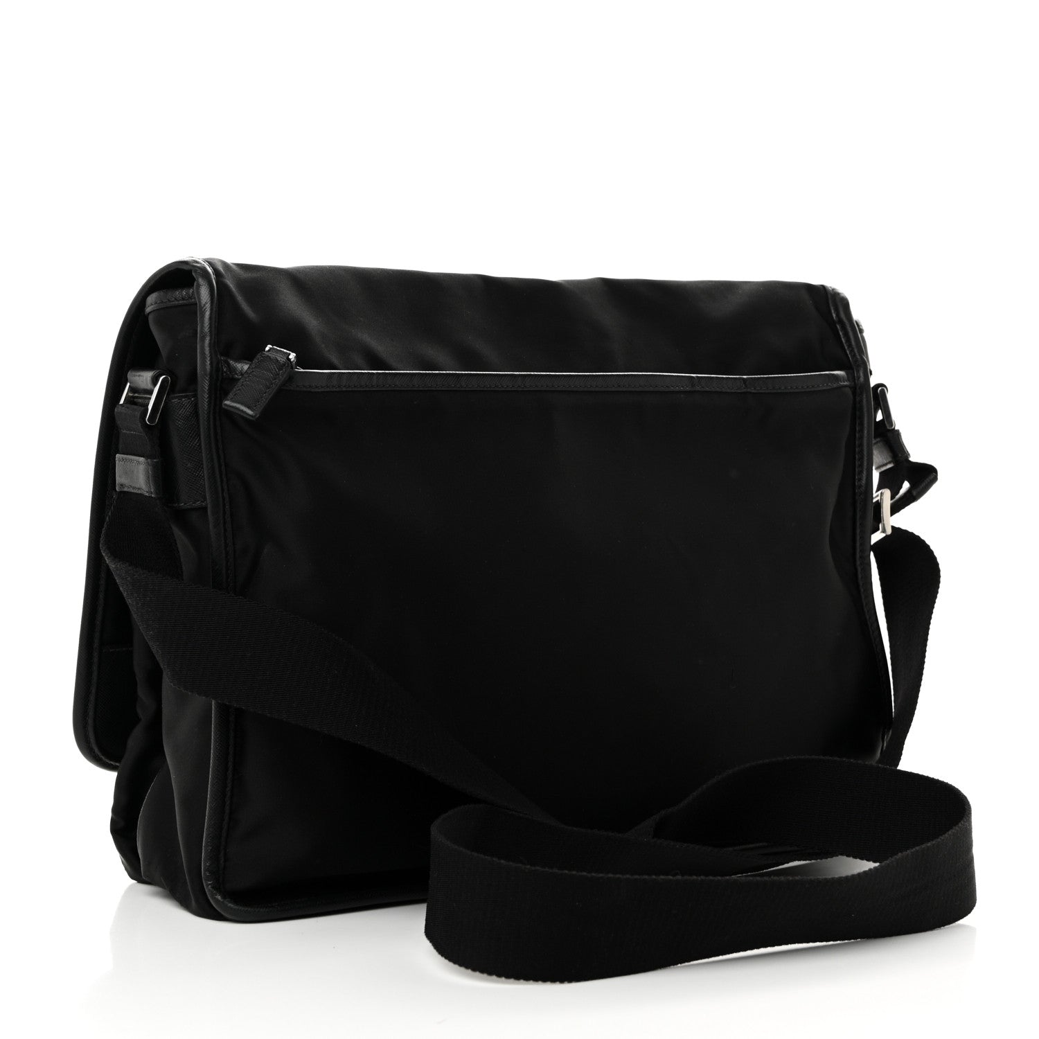 Prada Tessuto Nylon Saffiano Logo Messenger Bag Black 3 of 9