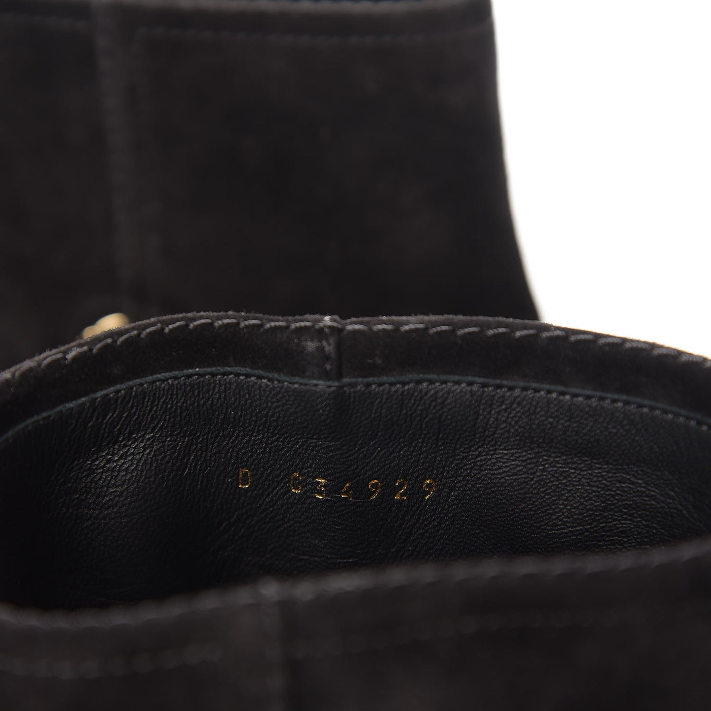 Suede Calfskin Chain CC Short Boots 38.5 Black