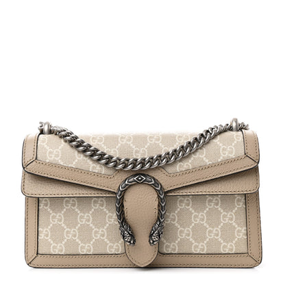 Gucci GG Supreme Monogram Textured Dollar Calfskin Small Rectangular Dionysus Shoulder Bag Beige Mystic White Oatmeal 1 of 11