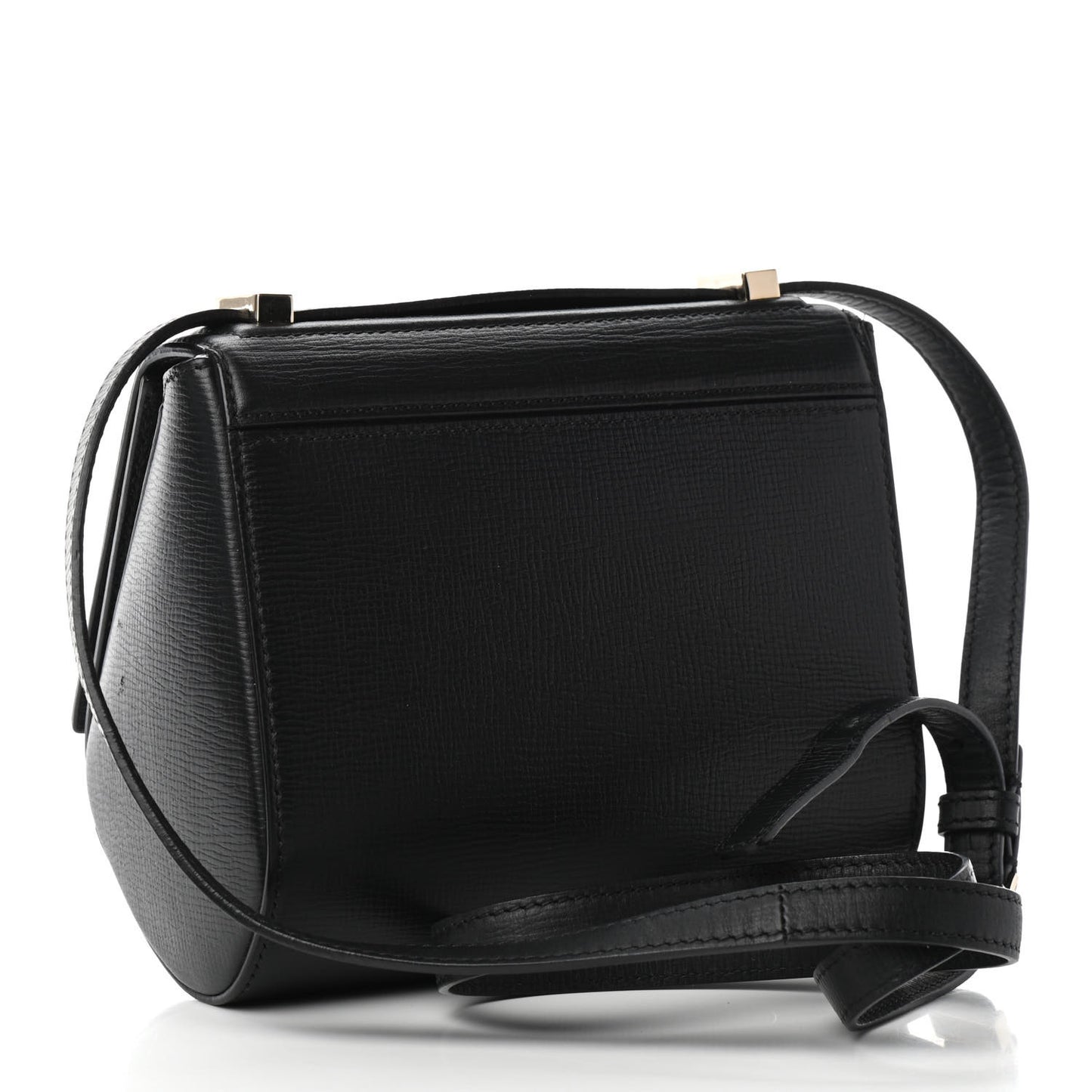 Textured Calfskin Mini Pandora Box Crossbody Bag Black
