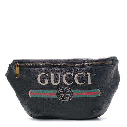 Gucci Grained Calfskin Logo Belt Bag Black 1 of 4