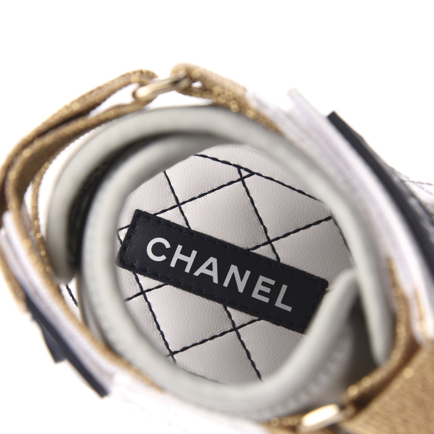 Chanel Goatskin Fabric Gladiator Sandals 36 White Light Grey Navy Blue 6 of 9