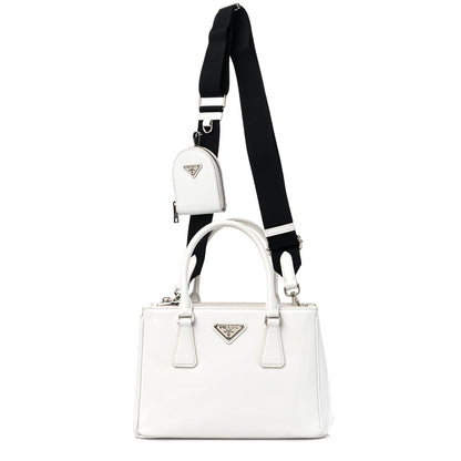 Prada Spazzolato Small Galleria Double Zip Tote White Black 1 of 10