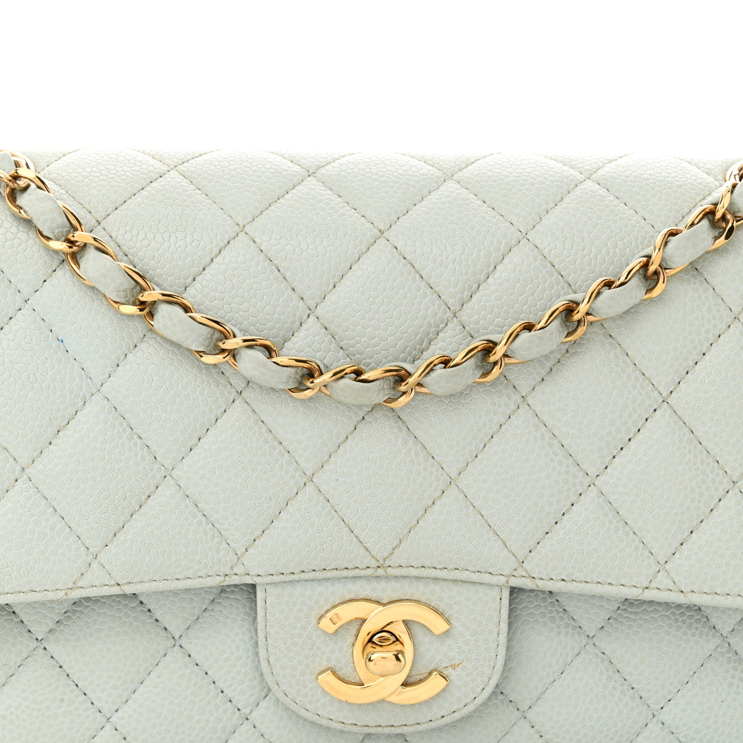 Chanel Caviar Quilted Medium Double Flap Light Blue 8 of 18