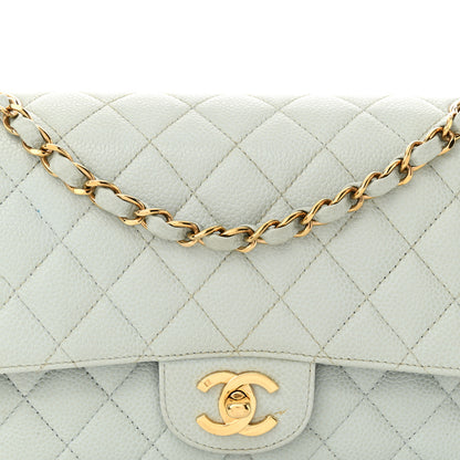 Chanel Caviar Quilted Medium Double Flap Light Blue 8 of 18