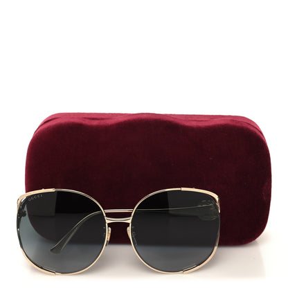 Gucci Metal Oversized Round Frame GG0225S Sunglasses Gold 9 of 9