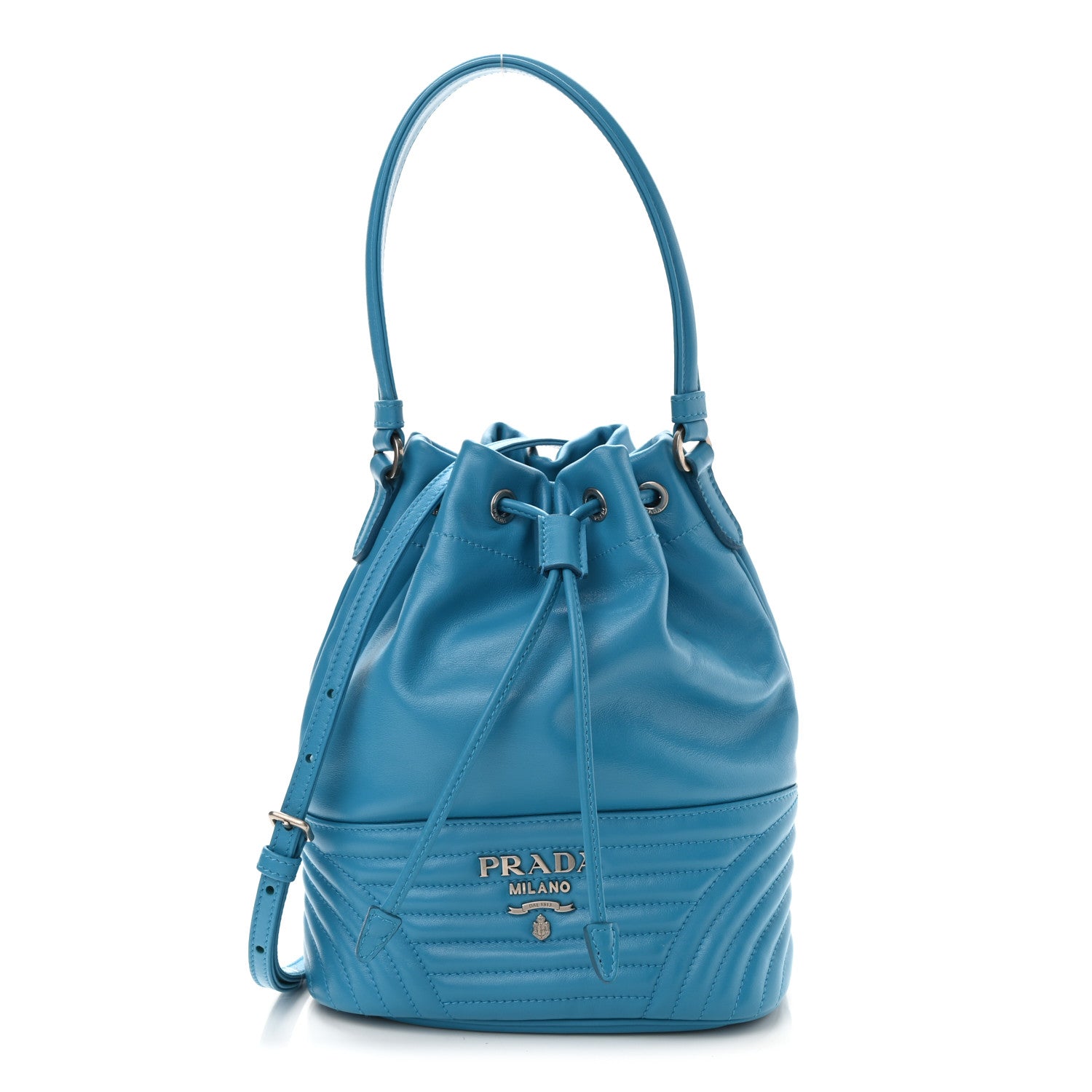 Prada Soft Calfskin Impunture Diagramme Bucket Bag 1 of 9
