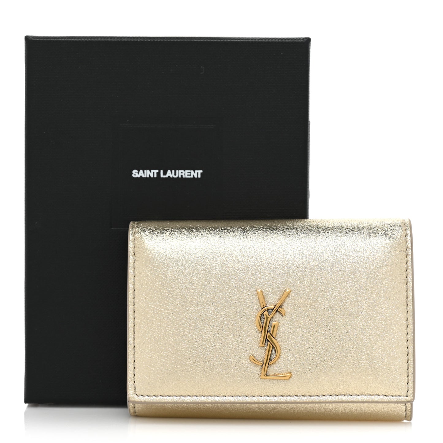 Metallic Calfskin Monogram Trifold Key Case Platino