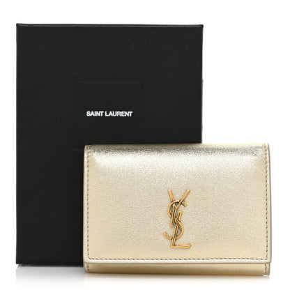 Saint Laurent Metallic Calfskin Monogram Trifold Key Case Platino 8 of 8