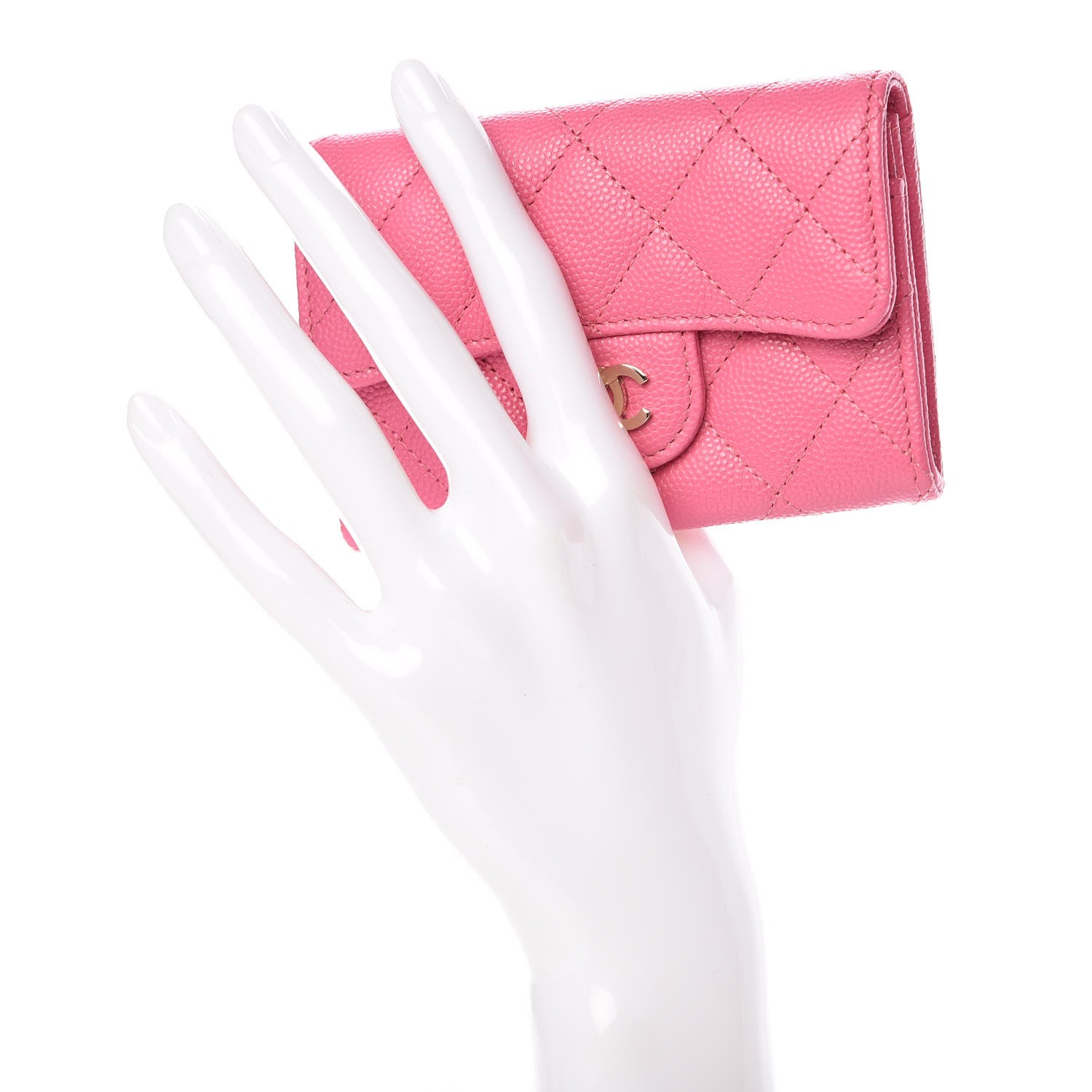 Chanel Caviar Quilted Flap Card Holder Pink 2 of 11