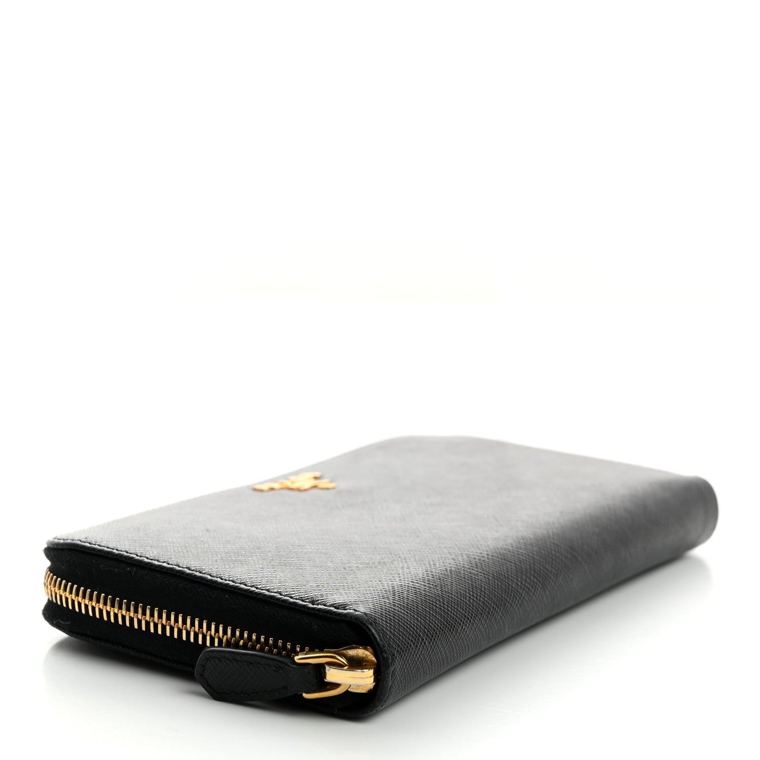 Prada Saffiano Metal Zip Around Wallet Black 4 of 7
