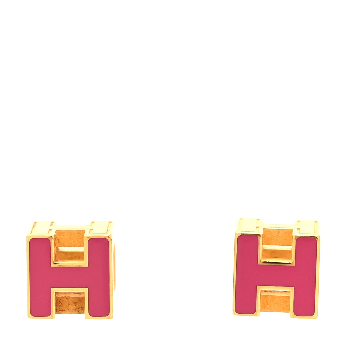 Gold Lacquered Cage d'H Earrings Rose Indien