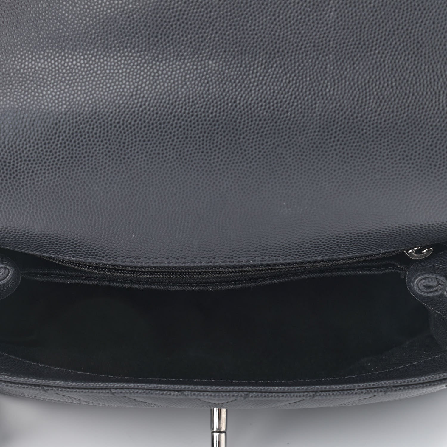 Chanel Caviar Chevron Quilted Mini Coco Handle Flap Dark Grey 4 of 9
