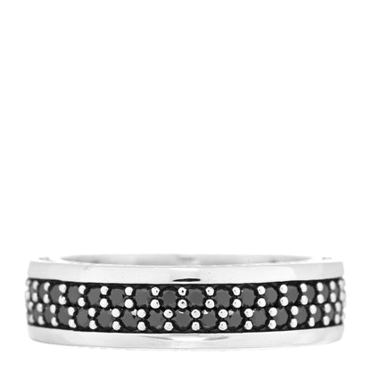 David Yurman Sterling Silver Black Diamond Streamline Two-Row Band Ring 61 9.75 1 of 4