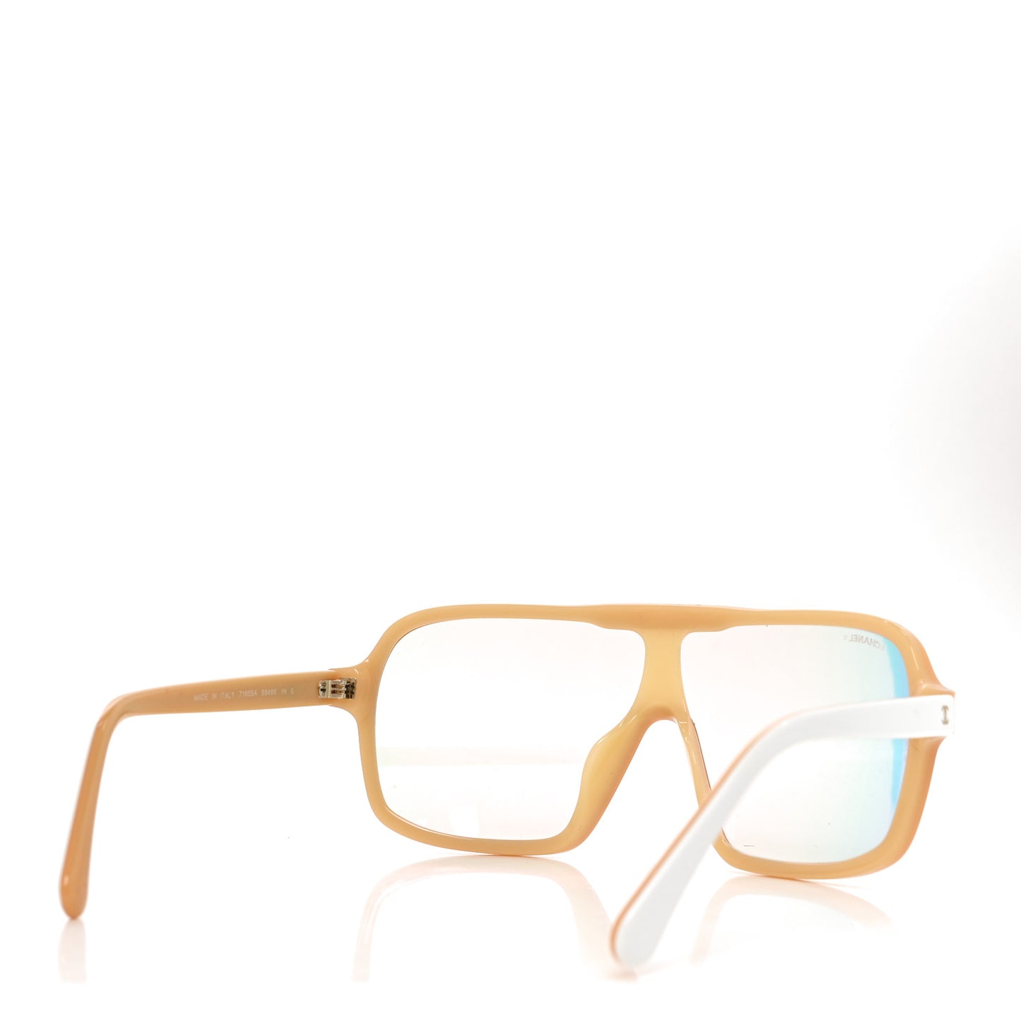 Acetate Shield Quilted Sunglasses 71655A White Gold