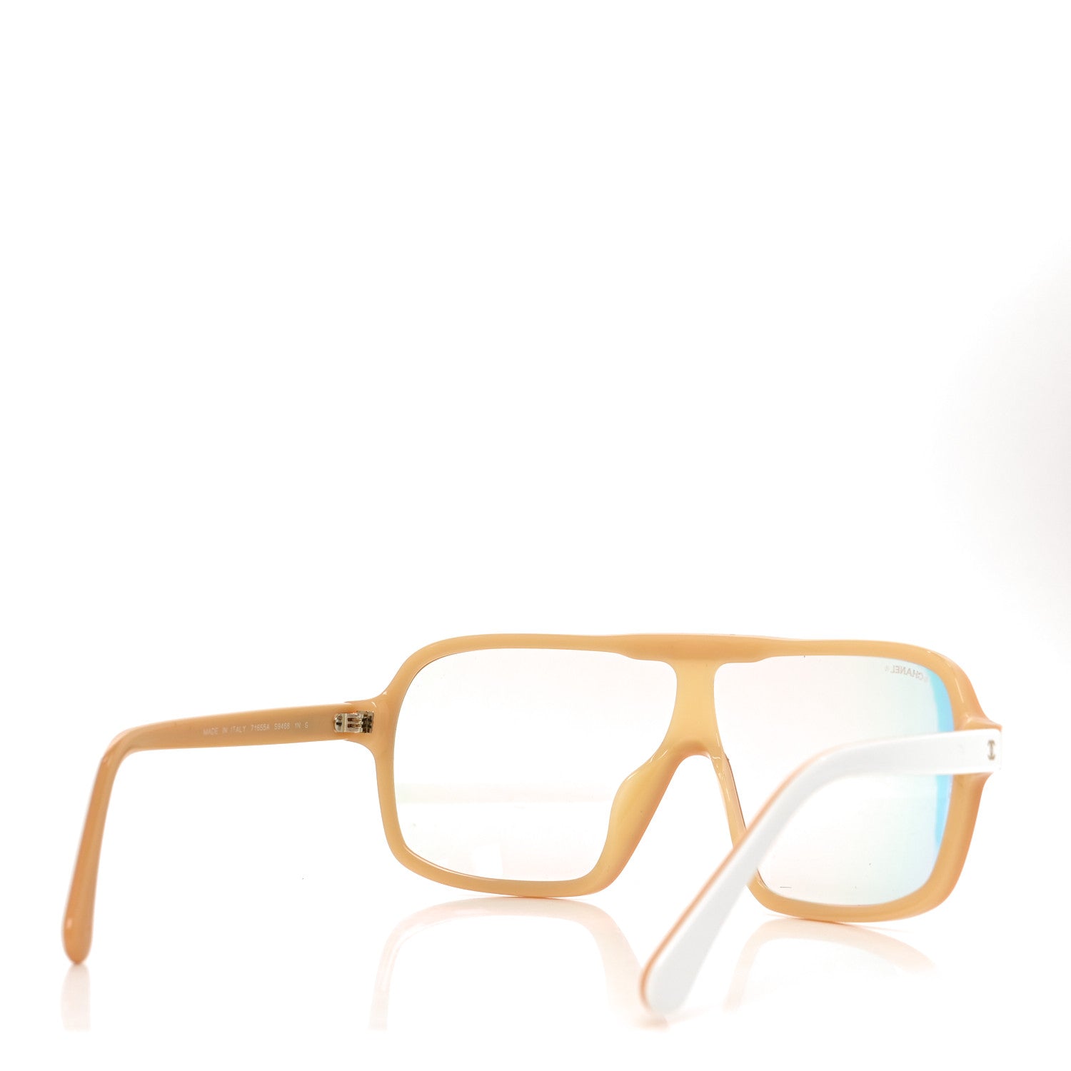 Chanel Acetate Shield Quilted Sunglasses 71655A White Gold 4 of 7