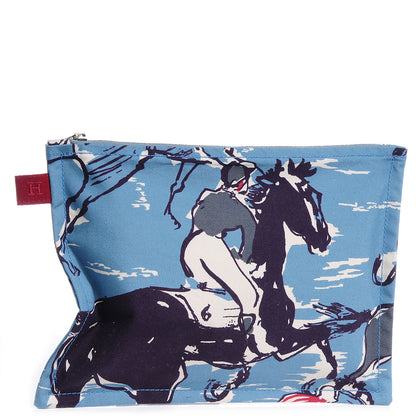 Hermes Cotton Finish Flat Equator Trousse GM Bleu 3 of 7