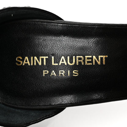 Saint Laurent Calfskin Studded Jane 105 Ankle Strap Sandals 41 Black 6 of 7