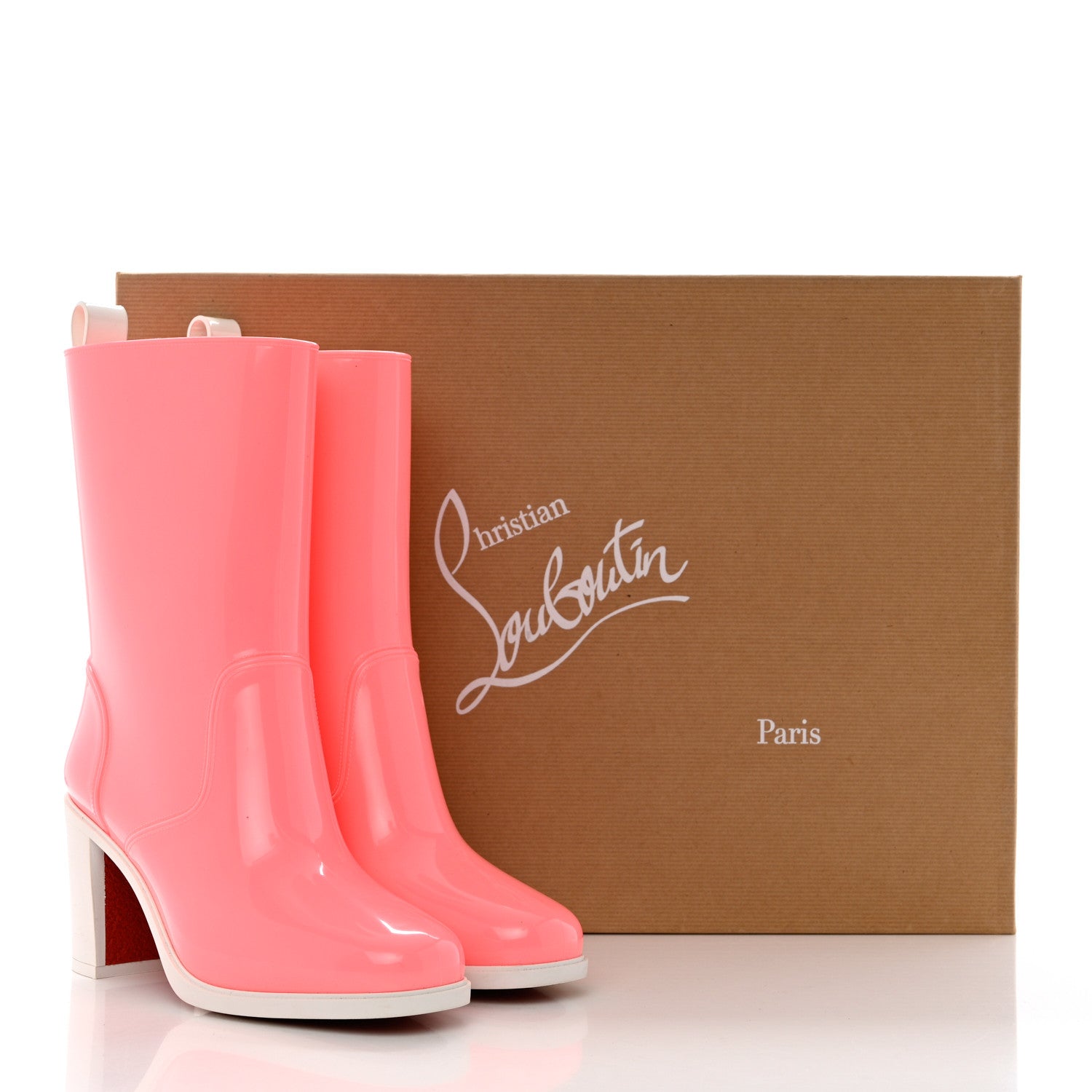 Christian Louboutin PVC Loubirain 70MM Rain Boots 37 Bubble Gum 8 of 8