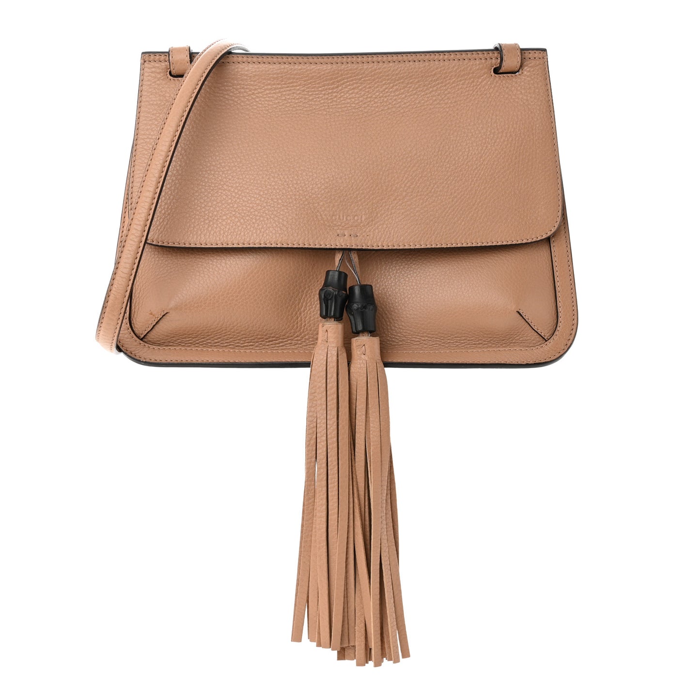 Cellarius Calfskin Medium Bamboo Daily Flap Shoulder Bag Camelia