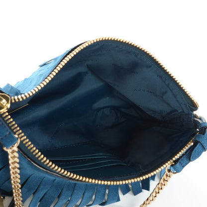 Burberry Suede Fringe Peyton Crossbody Clutch Bag Marine 5 of 8