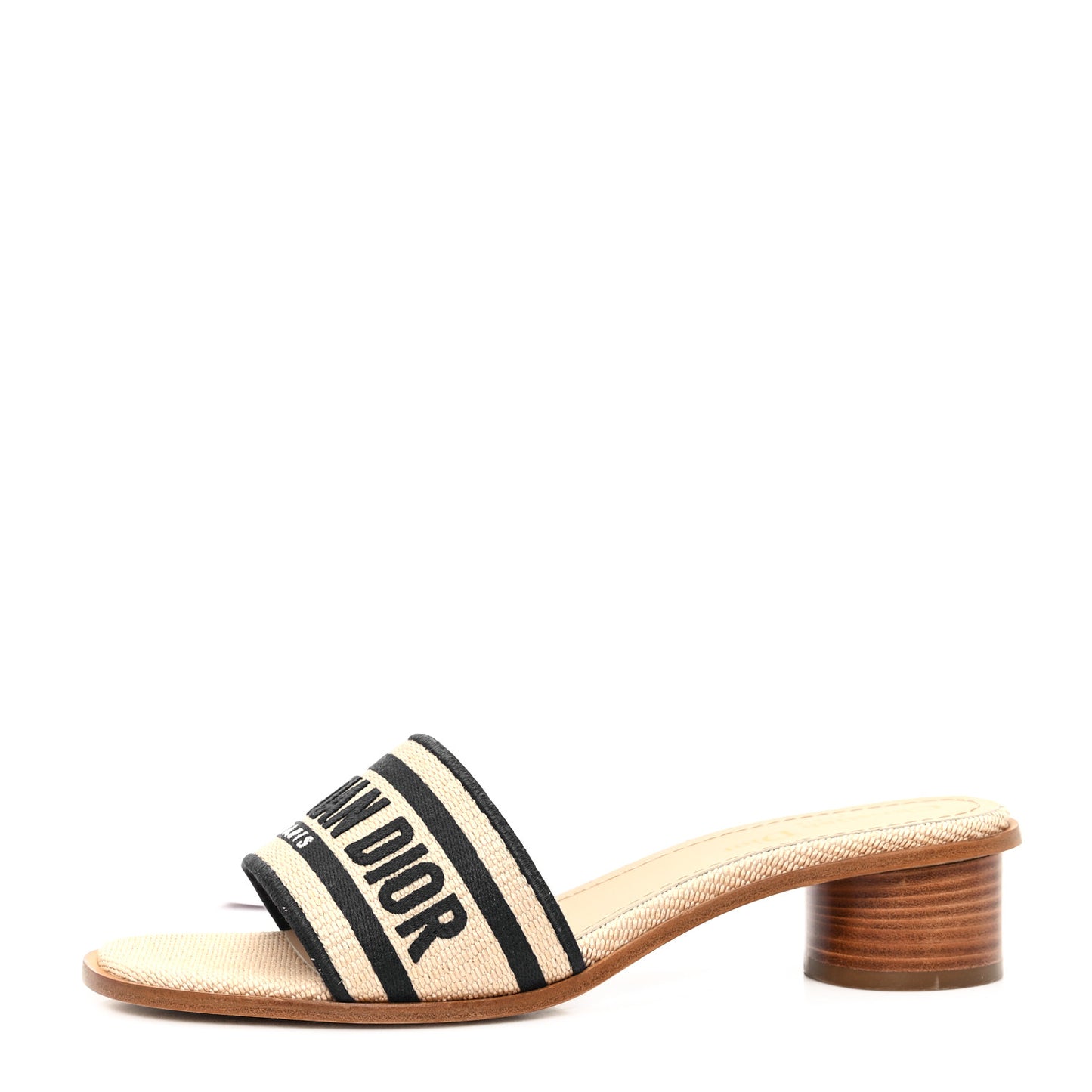 Cotton Embroidered Dway 35mm Slide Sandals 37.5 Dark Knight