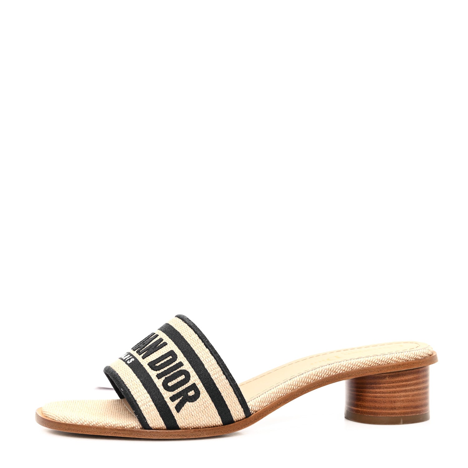 Christian Dior Cotton Embroidered Dway 35mm Slide Sandals 37.5 Dark Knight 1 of 10