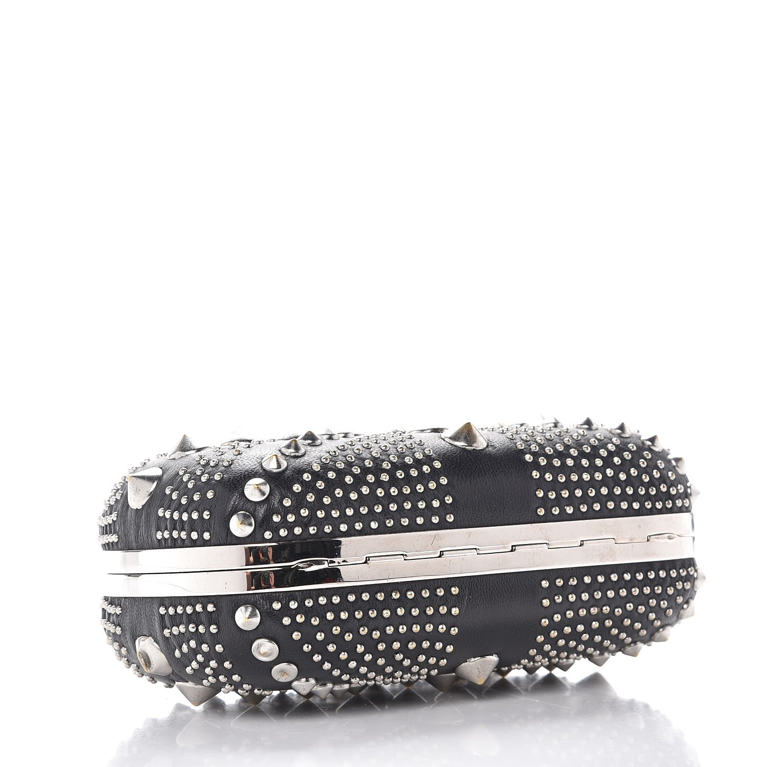 Alexander McQueen Nappa Studded Britannia Skull Box Clutch Black 4 of 9