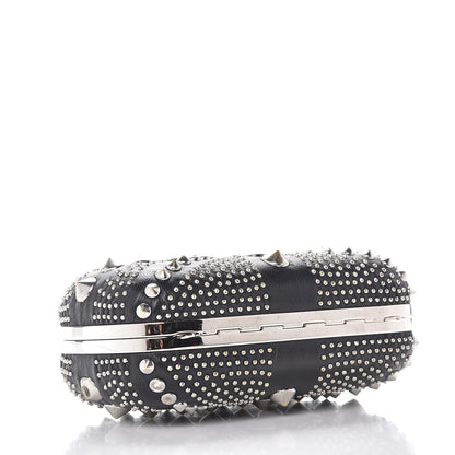 Alexander McQueen Nappa Studded Britannia Skull Box Clutch Black 4 of 9
