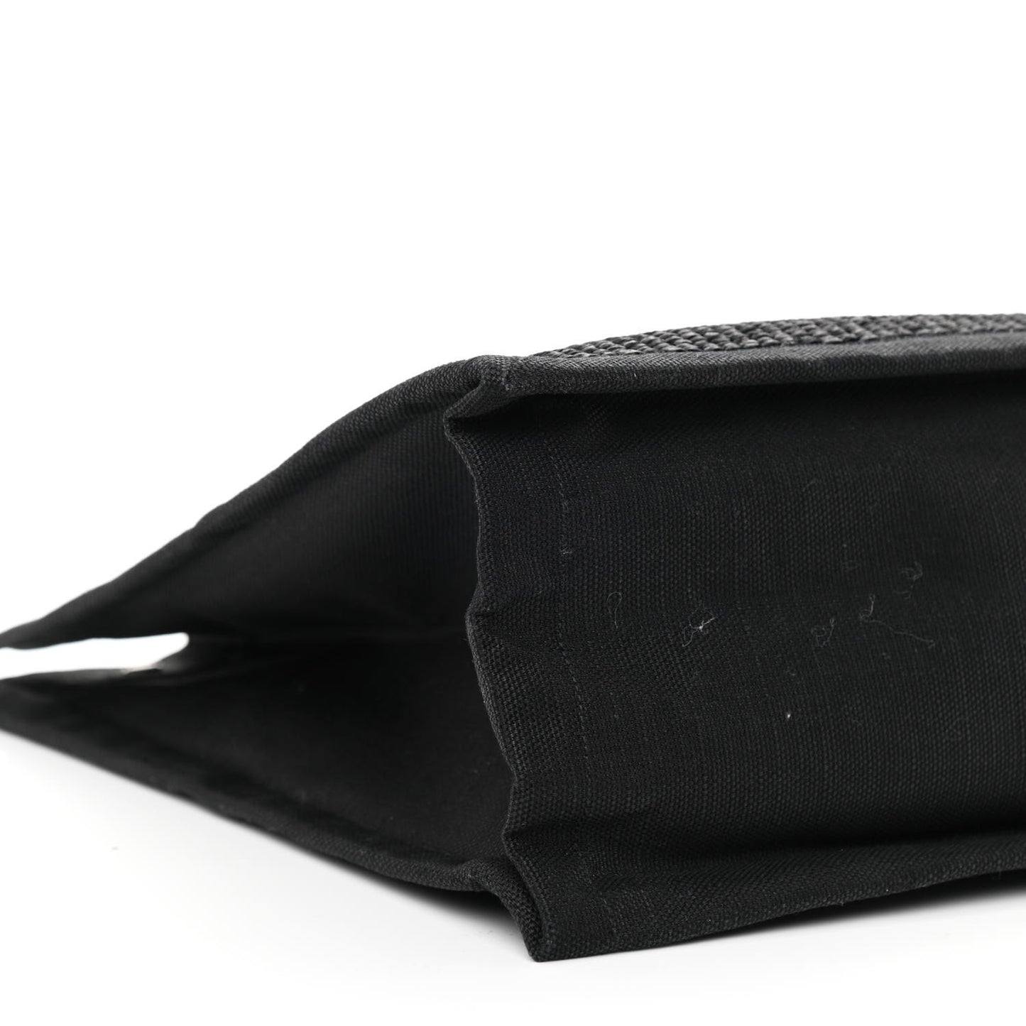 Raffia Linen Calfskin Rive Gauche Tote Black
