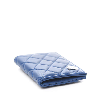 Chanel Lambskin Quilted Card Holder Wallet Blue 3 of 7