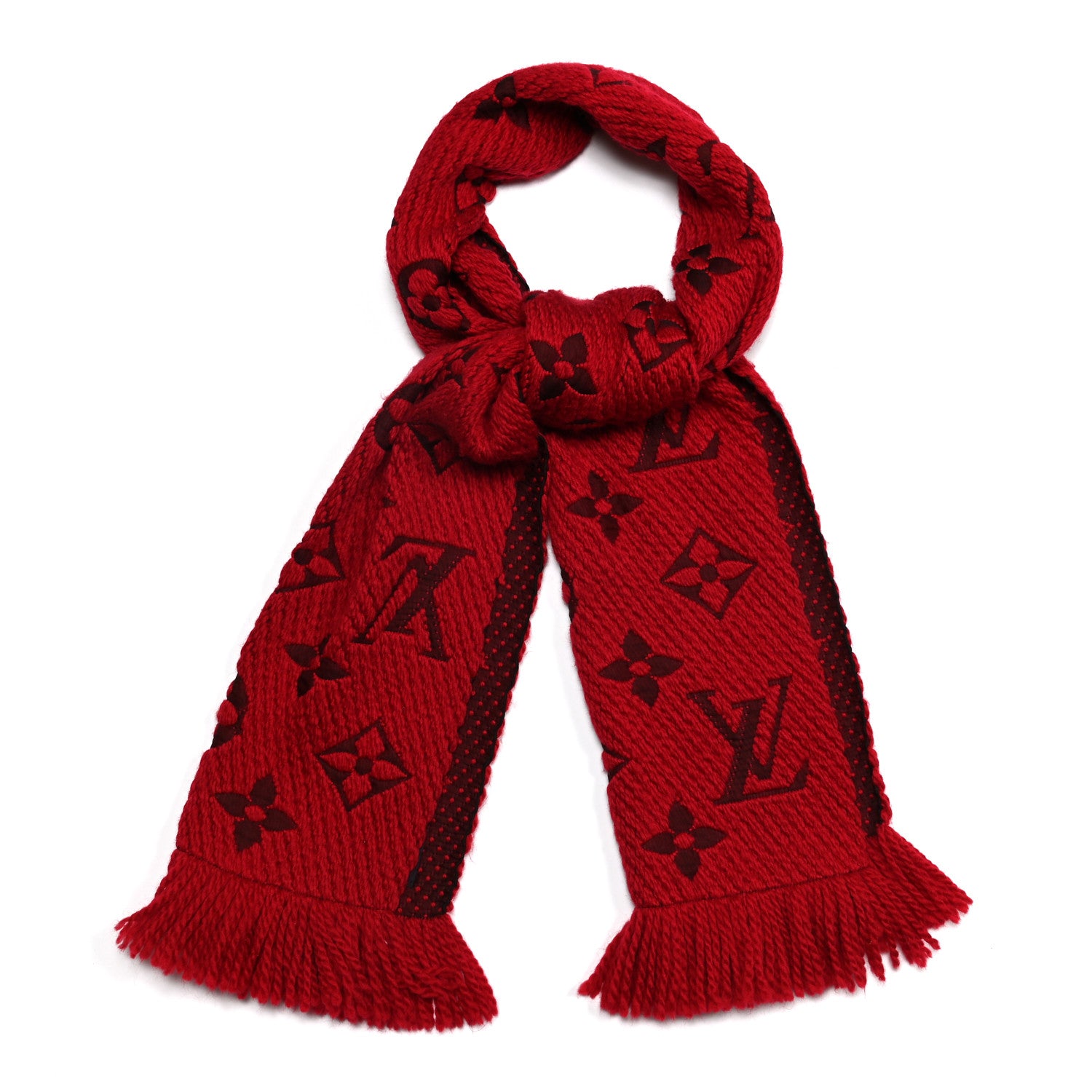 Louis Vuitton Wool Silk Logomania Scarf Rubis 1 of 3
