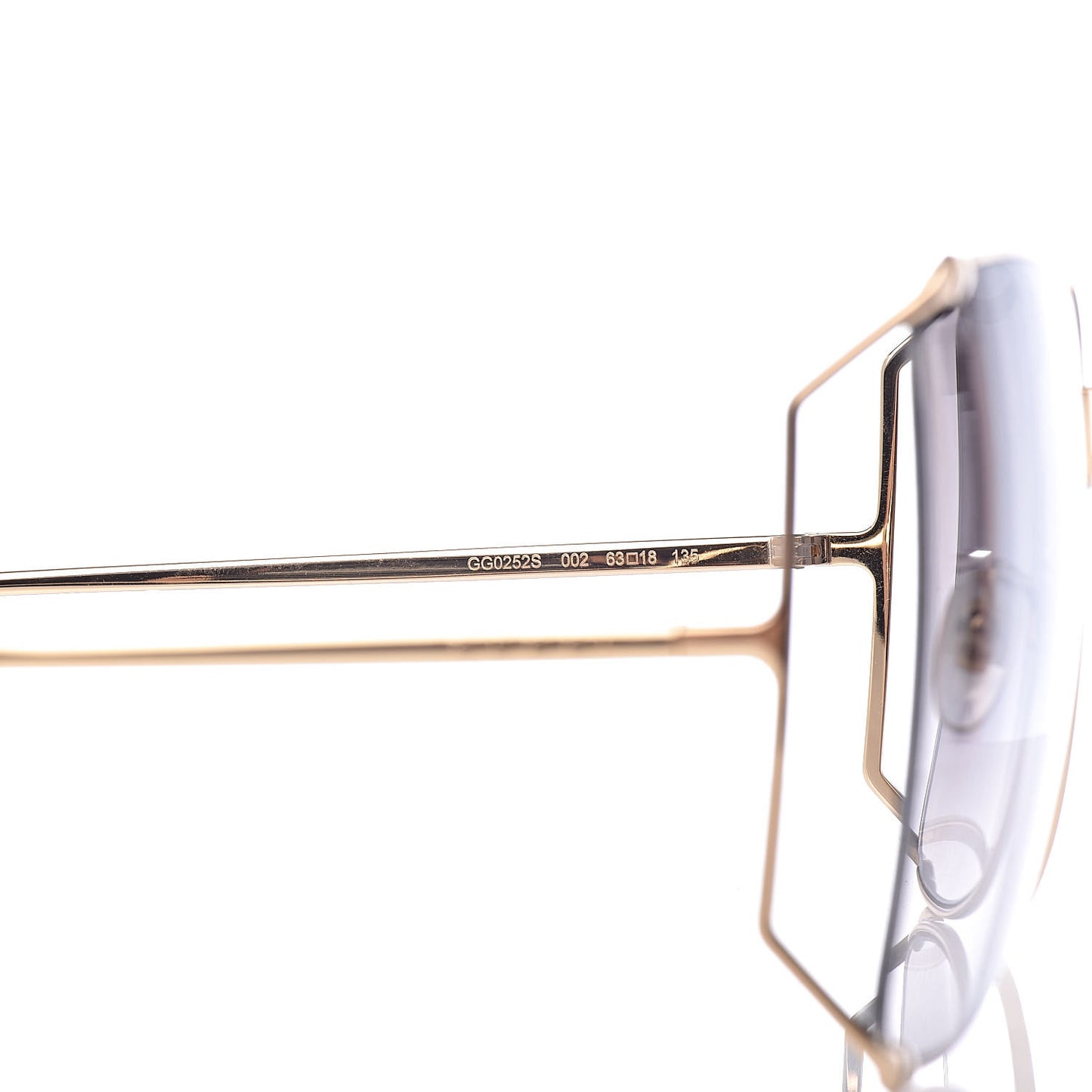 Oversized Round Sunglasses GG0252S Gold Grey