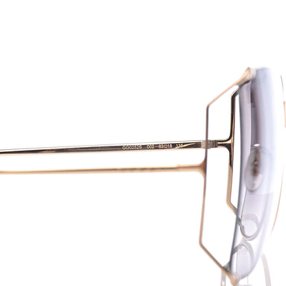 Gucci Oversized Round Sunglasses GG0252S Gold Grey 6 of 8