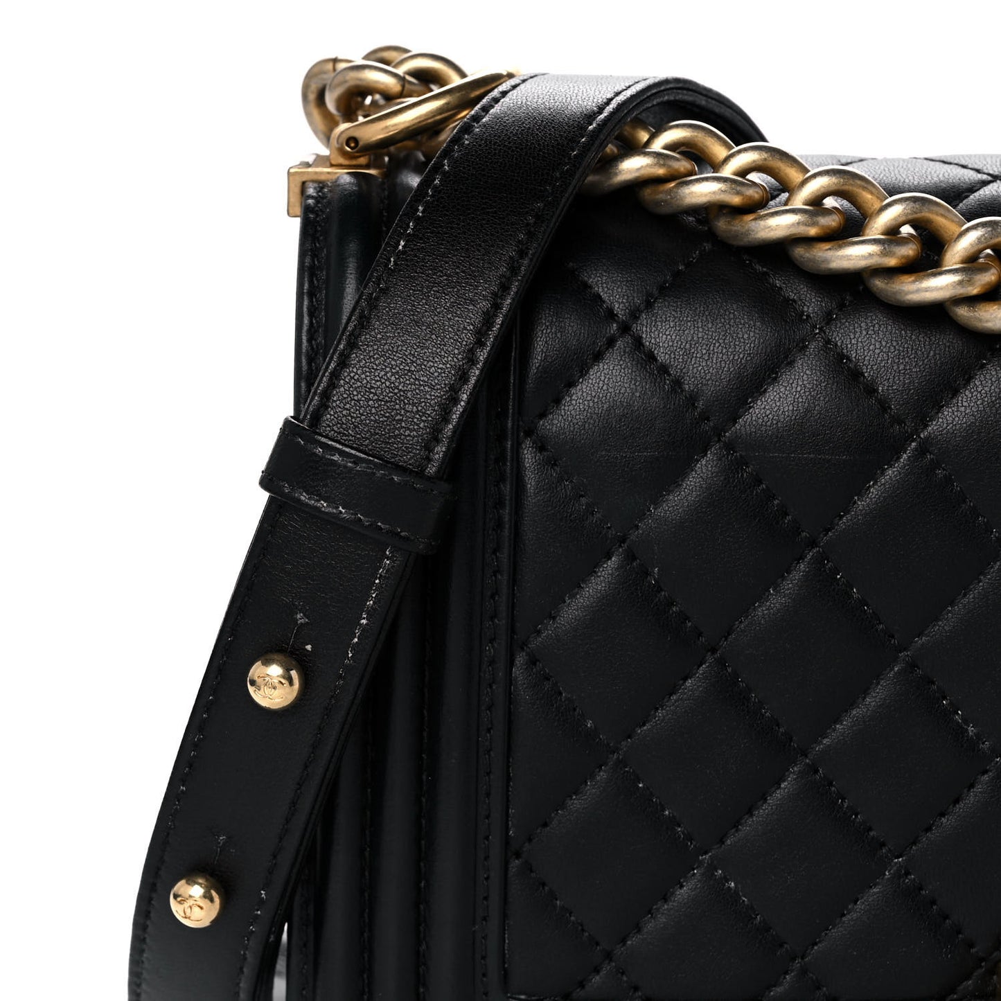 Lambskin Quilted Medium Boy Flap Black