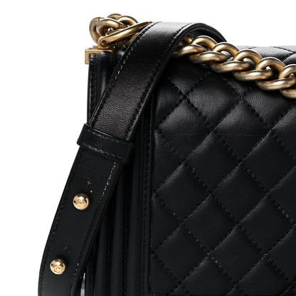 Chanel Lambskin Quilted Medium Boy Flap Black 9 of 17